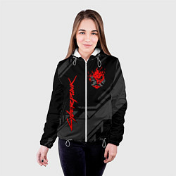 Куртка с капюшоном женская Cyberpunk 2077: Grey Samurai, цвет: 3D-белый — фото 2