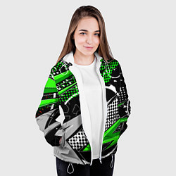 Куртка с капюшоном женская Black and green corners, цвет: 3D-белый — фото 2