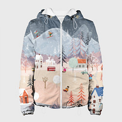 Куртка с капюшоном женская Новогодние каникулы, цвет: 3D-белый