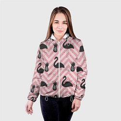 Куртка с капюшоном женская Черный фламинго арт, цвет: 3D-белый — фото 2