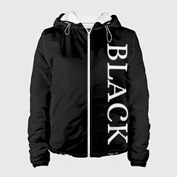 Куртка с капюшоном женская Чёрная футболка с текстом, цвет: 3D-белый
