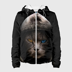 Куртка с капюшоном женская Уличный кот, цвет: 3D-белый