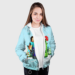 Куртка с капюшоном женская MINECRAFT НОВОГОДНИЙ, цвет: 3D-белый — фото 2