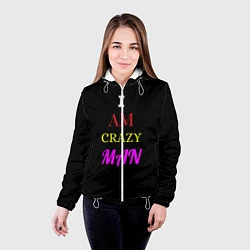Куртка с капюшоном женская I am crazy man, цвет: 3D-белый — фото 2