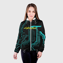 Куртка с капюшоном женская Cyberpunk 2077, цвет: 3D-белый — фото 2