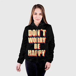 Куртка с капюшоном женская Не волнуйся, будь счастлив, цвет: 3D-черный — фото 2