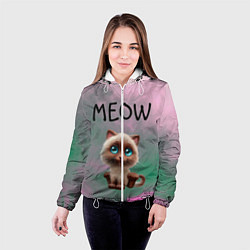 Куртка с капюшоном женская Кошечка, цвет: 3D-белый — фото 2