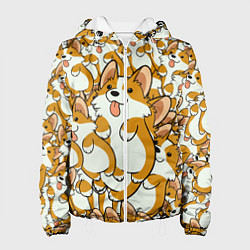 Куртка с капюшоном женская Корги, цвет: 3D-белый