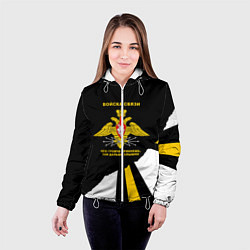 Куртка с капюшоном женская Войска связи - громче крикнешь, дальше слышно, цвет: 3D-белый — фото 2