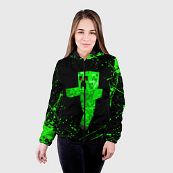 Куртка с капюшоном женская MINECRAFT CREEPER, цвет: 3D-черный — фото 2