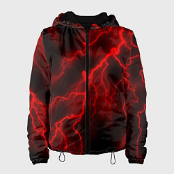 Куртка с капюшоном женская МОЛНИЯ RED NEON, цвет: 3D-черный
