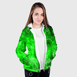 Куртка с капюшоном женская ОГОНЬ GREEN NEON, цвет: 3D-белый — фото 2
