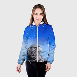 Куртка с капюшоном женская Кот и космос, цвет: 3D-белый — фото 2