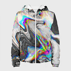 Куртка с капюшоном женская DIGITAL ABSTRACT GLITCH, цвет: 3D-белый