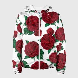Куртка с капюшоном женская Винтажные розы, цвет: 3D-белый