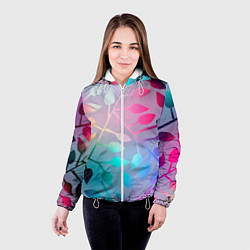 Куртка с капюшоном женская Листья, цвет: 3D-белый — фото 2