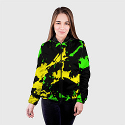 Куртка с капюшоном женская Желто-зеленый, цвет: 3D-черный — фото 2
