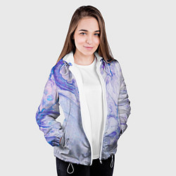 Куртка с капюшоном женская Разводы сиреневой краской, цвет: 3D-белый — фото 2
