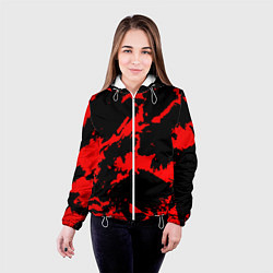 Куртка с капюшоном женская Красный на черном, цвет: 3D-белый — фото 2