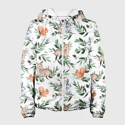 Куртка с капюшоном женская Лесные животные, цвет: 3D-белый