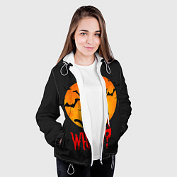 Куртка с капюшоном женская What Cat Halloween, цвет: 3D-белый — фото 2