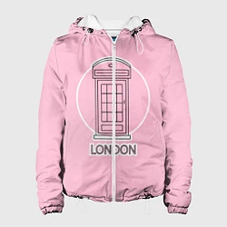 Куртка с капюшоном женская Телефонная будка, London, цвет: 3D-белый