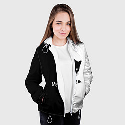 Куртка с капюшоном женская Черный кот, цвет: 3D-белый — фото 2