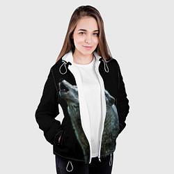 Куртка с капюшоном женская Воющий волк, цвет: 3D-белый — фото 2