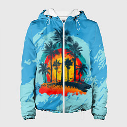 Куртка с капюшоном женская Море Пальмы Песок, цвет: 3D-белый