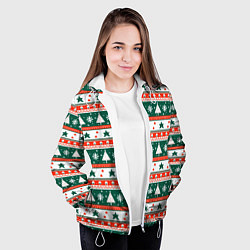 Куртка с капюшоном женская Новогодний орнамент, цвет: 3D-белый — фото 2