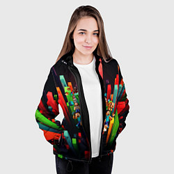 Куртка с капюшоном женская MINECRAFT GAME S, цвет: 3D-черный — фото 2