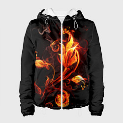 Куртка с капюшоном женская Огненный цветок, цвет: 3D-белый