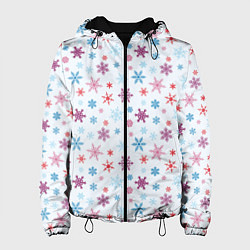 Куртка с капюшоном женская Снежинки, цвет: 3D-черный