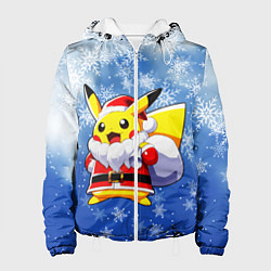 Куртка с капюшоном женская НОВОГОДНИЙ ПИКАЧУ, цвет: 3D-белый