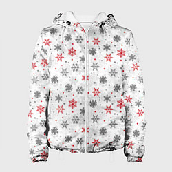Куртка с капюшоном женская Снежинки, цвет: 3D-белый