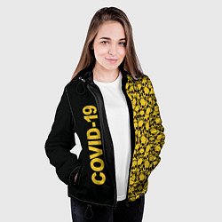 Куртка с капюшоном женская COVID-19, цвет: 3D-черный — фото 2