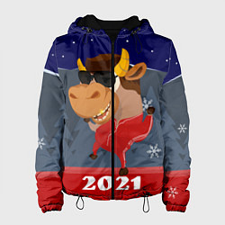 Куртка с капюшоном женская Бычара 2021, цвет: 3D-черный