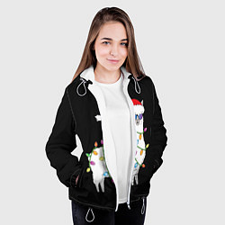 Куртка с капюшоном женская Рождественская Лама, цвет: 3D-белый — фото 2