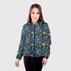 Куртка с капюшоном женская Снежинки, цвет: 3D-черный — фото 2