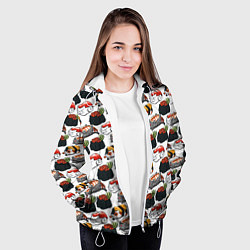 Куртка с капюшоном женская Котики Суши, цвет: 3D-белый — фото 2