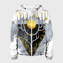 Куртка с капюшоном женская Графит и золото: дерево жизни, цвет: 3D-белый