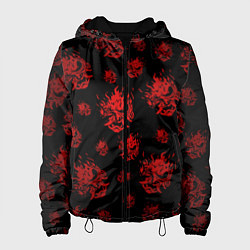 Куртка с капюшоном женская Samurai pattern - красный, цвет: 3D-черный