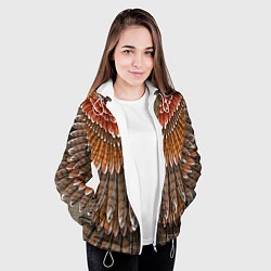 Куртка с капюшоном женская Оперение: орел, цвет: 3D-белый — фото 2