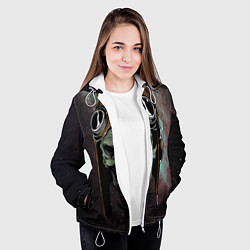 Куртка с капюшоном женская Череп в космосе, цвет: 3D-белый — фото 2