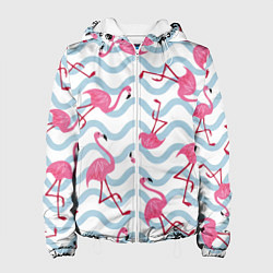 Куртка с капюшоном женская Фламинго Волны, цвет: 3D-белый