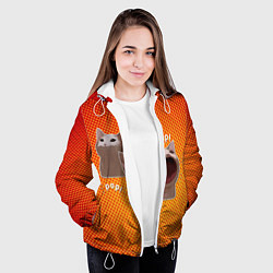 Куртка с капюшоном женская Cat Pop Мем, цвет: 3D-белый — фото 2