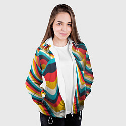 Куртка с капюшоном женская Цветные волны, цвет: 3D-белый — фото 2