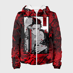 Куртка с капюшоном женская Клинок рассекающий демонов, цвет: 3D-белый