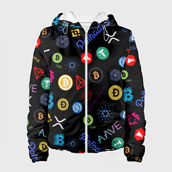 Куртка с капюшоном женская BITCOIN PATTERN БИТКОИН Z, цвет: 3D-белый