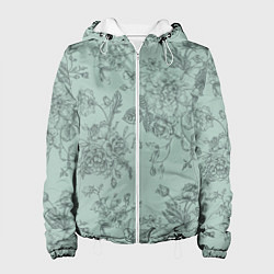 Куртка с капюшоном женская Пионы и розы, цвет: 3D-белый